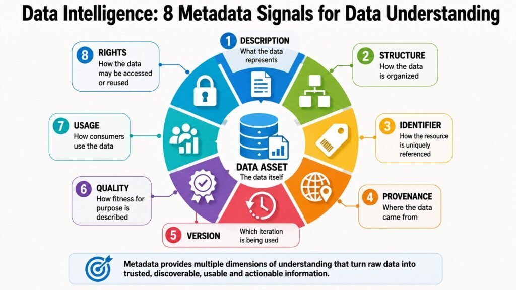 Data Intelligence -- 8 Metadata Signals for Data Understanding