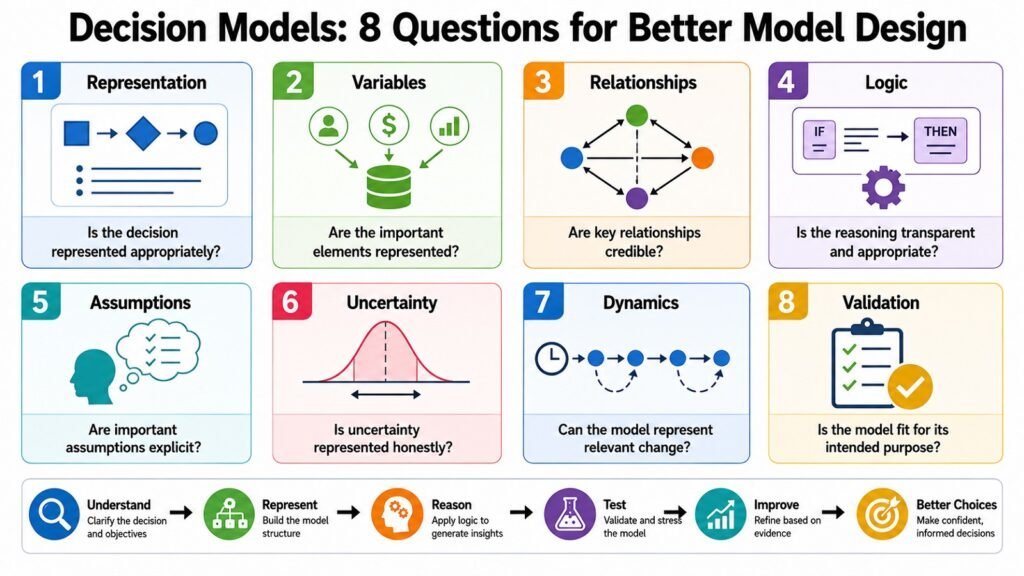 Decision Models -- 8 Questions for Better Model Design