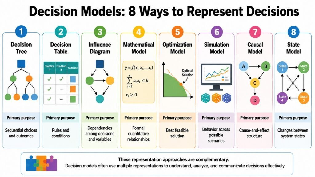 Decision Models -- 8 Ways to Represent Decisions