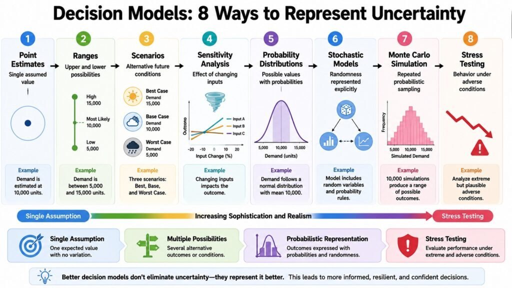Decision Models -- 8 Ways to Represent Uncertainty