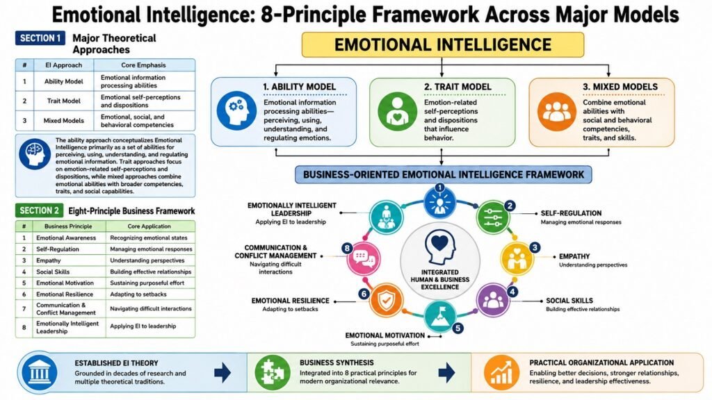 Emotional Intelligence -- 8-Principle Framework Across Major Models