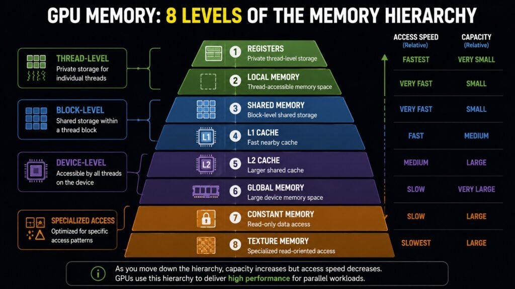 GPU Memory -- 8 Levels of the Memory Hierarchy