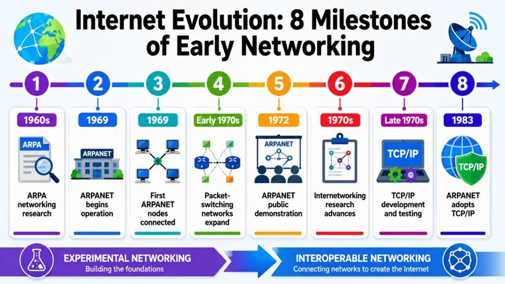Internet Evolution -- 8 Milestones of Early Networking