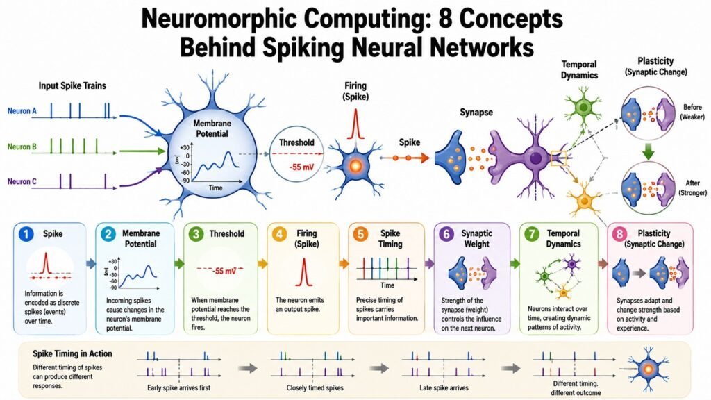 Neuromorphic Computing -- 8 Concepts Behind Spiking Neural