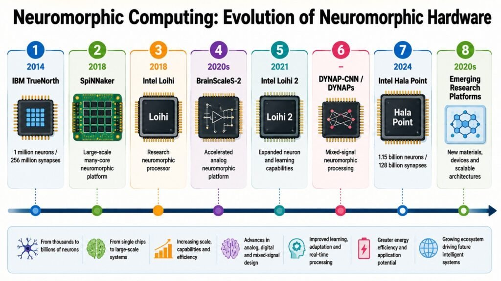 Neuromorphic Computing -- Evolution of Neuromorphic Hardware