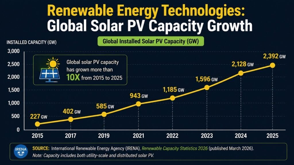 Renewable Energy Technologies -- Global Solar PV Capacity Growth