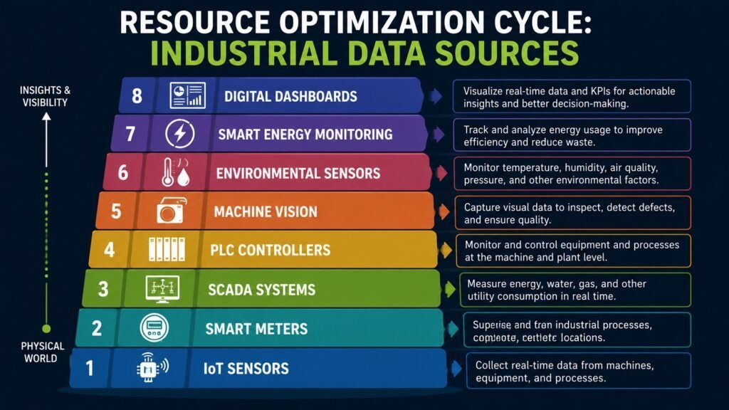 Resource Optimization Cycle -- Industrial Data Sources