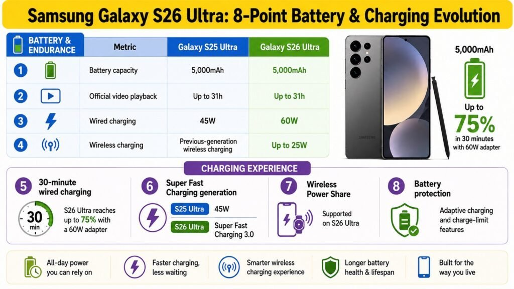 Samsung Galaxy S26 Ultra -- 8-Point Battery & Charging Evolution