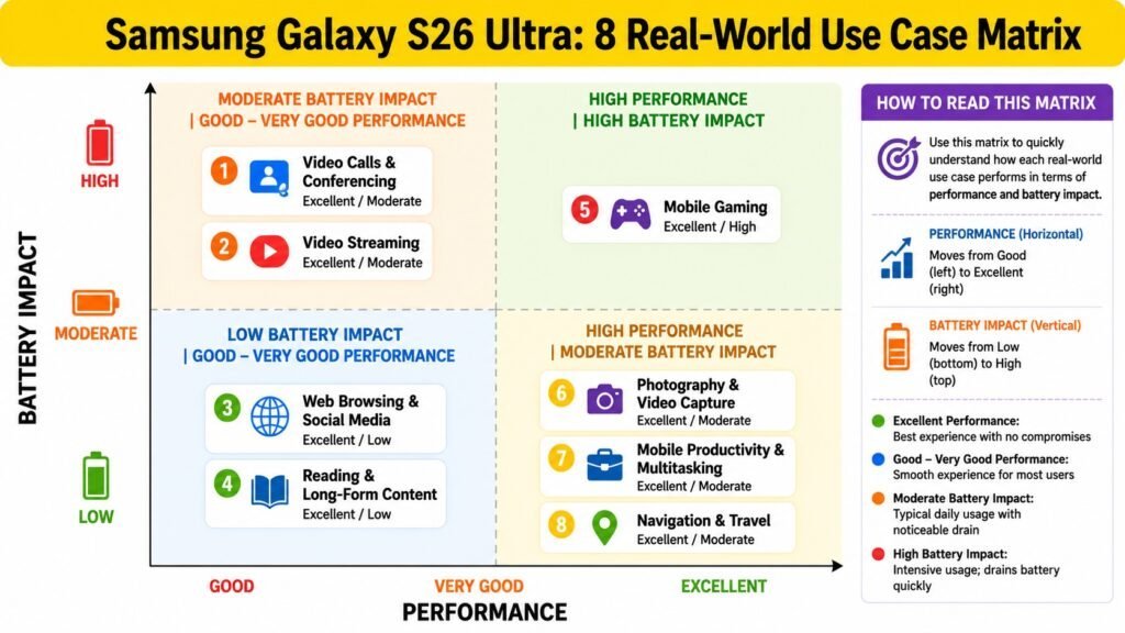 Samsung Galaxy S26 Ultra -- 8 Real-World Use Case Matrix