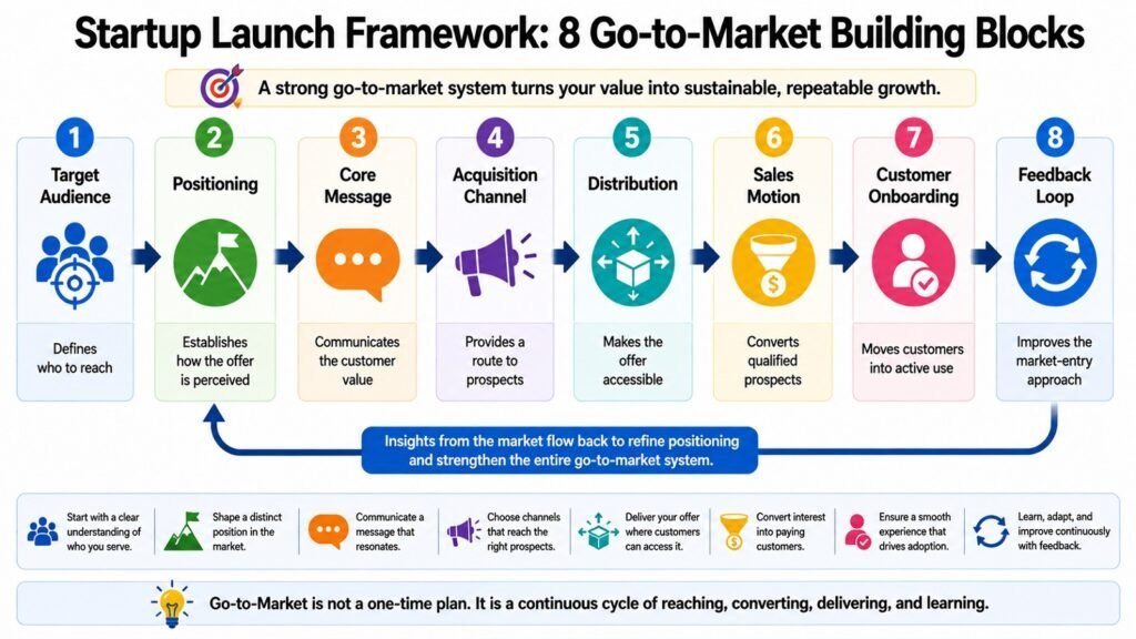Startup Launch Framework -- 8 Go-to-Market Building Blocks
