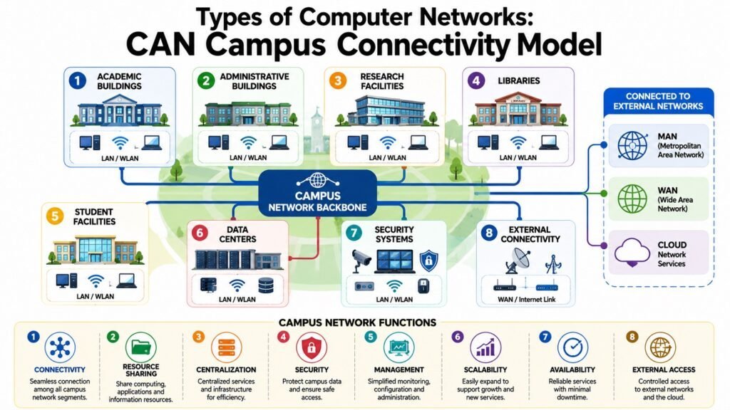 Types of Computer Networks -- CAN Campus Connectivity Model
