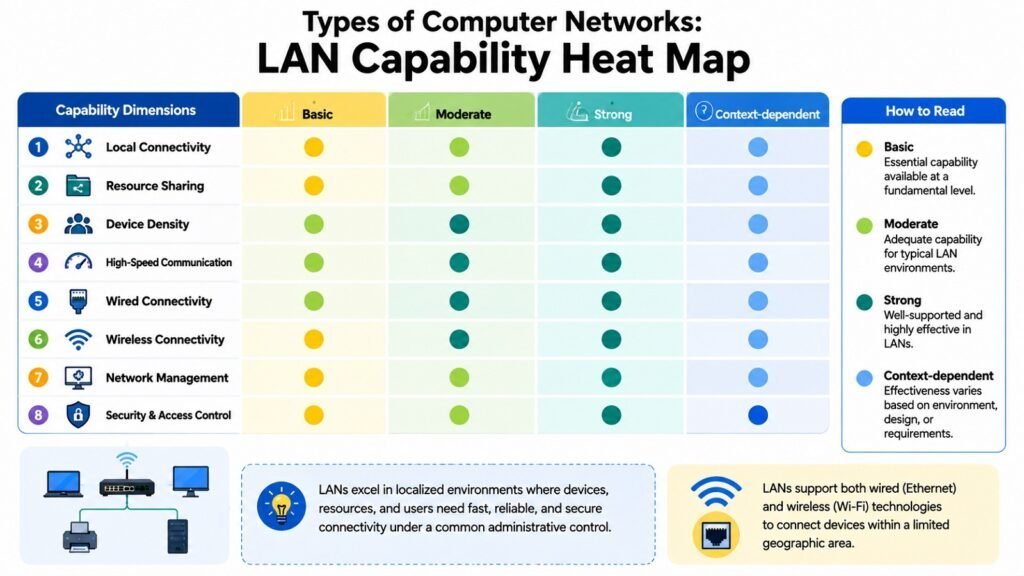 Types of Computer Networks -- LAN Capability Heat Map