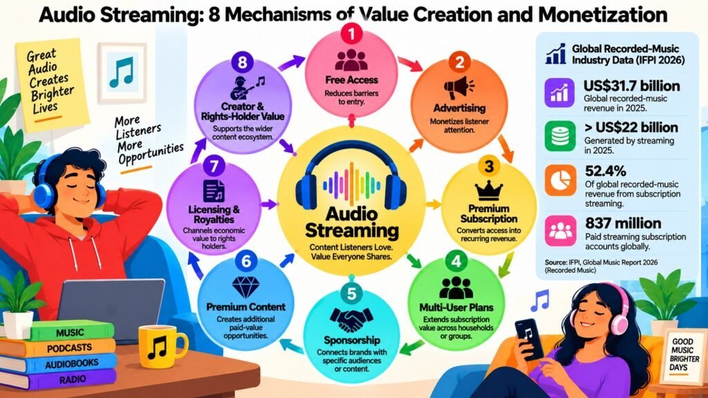 Audio Streaming -- 8 Mechanisms of Value Creation and Monetization