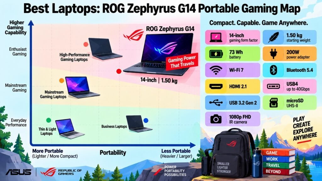 Best Laptops -- ROG Zephyrus G14 Portable Gaming Map