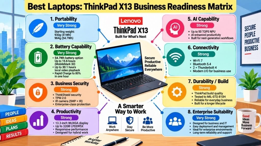 Best Laptops -- ThinkPad X13 Business Readiness Matrix