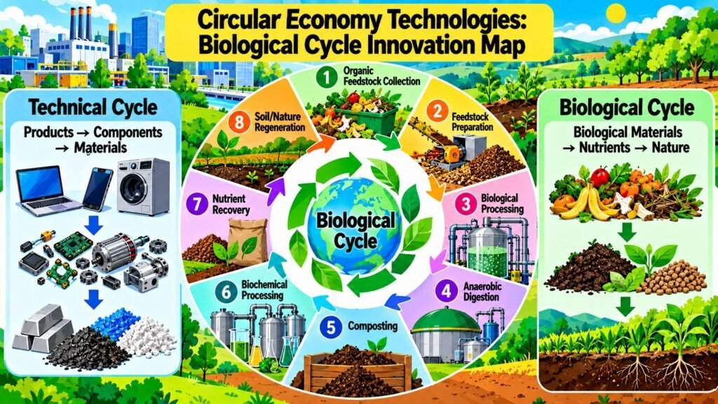 Circular Economy Technologies -- Biological Cycle Innovation Map