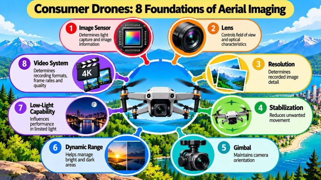 Consumer Drones -- 8 Foundations of Aerial Imaging