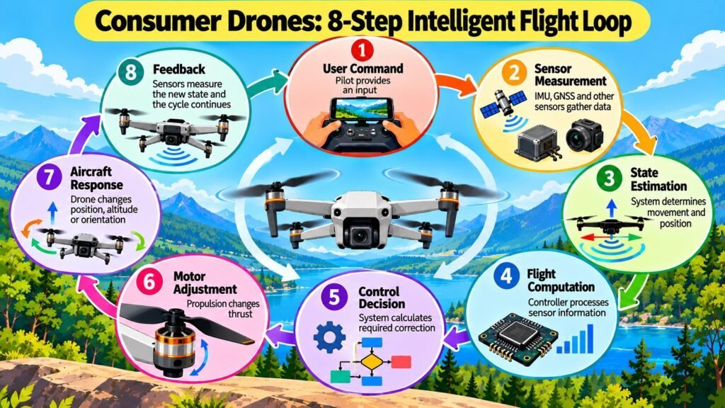 Consumer Drones -- 8-Step Intelligent Flight Loop