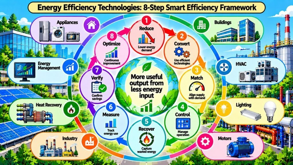 Energy Efficiency Technologies -- 8-Step Smart Efficiency Framework