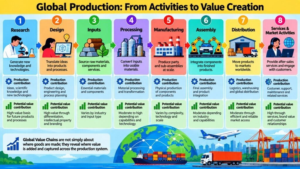 Global Production -- From Activities to Value Creation