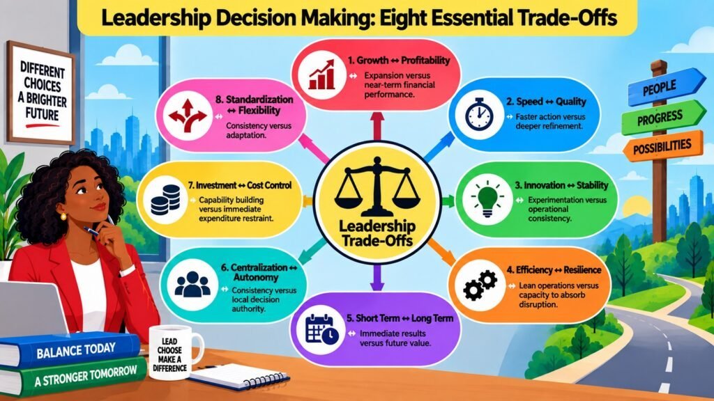Leadership Decision Making -- Eight Essential Trade-Offs