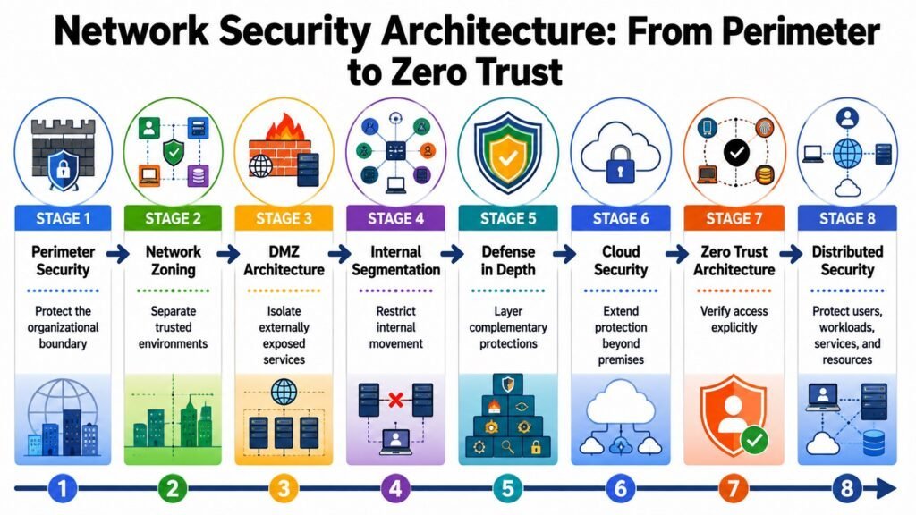 Network Security Architecture -- From Perimeter to Zero Trust