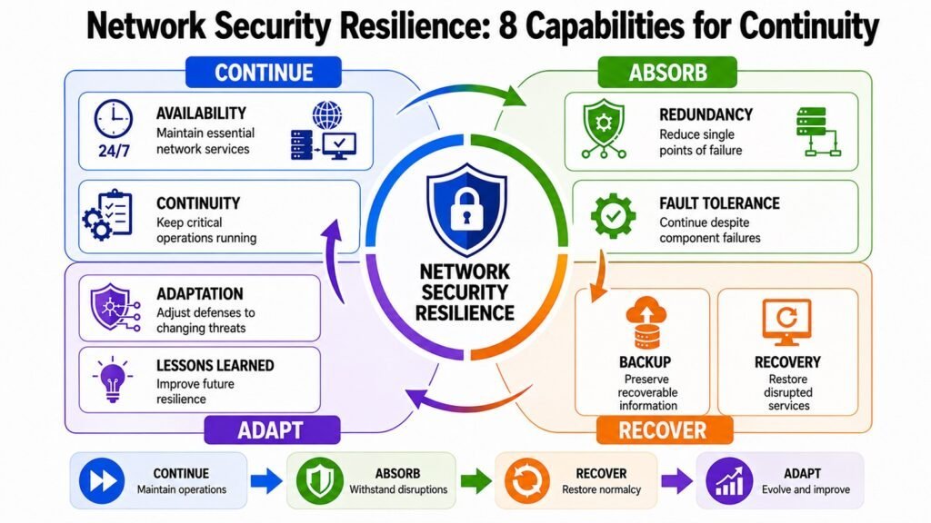 Network Security Resilience -- 8 Capabilities for Continuity