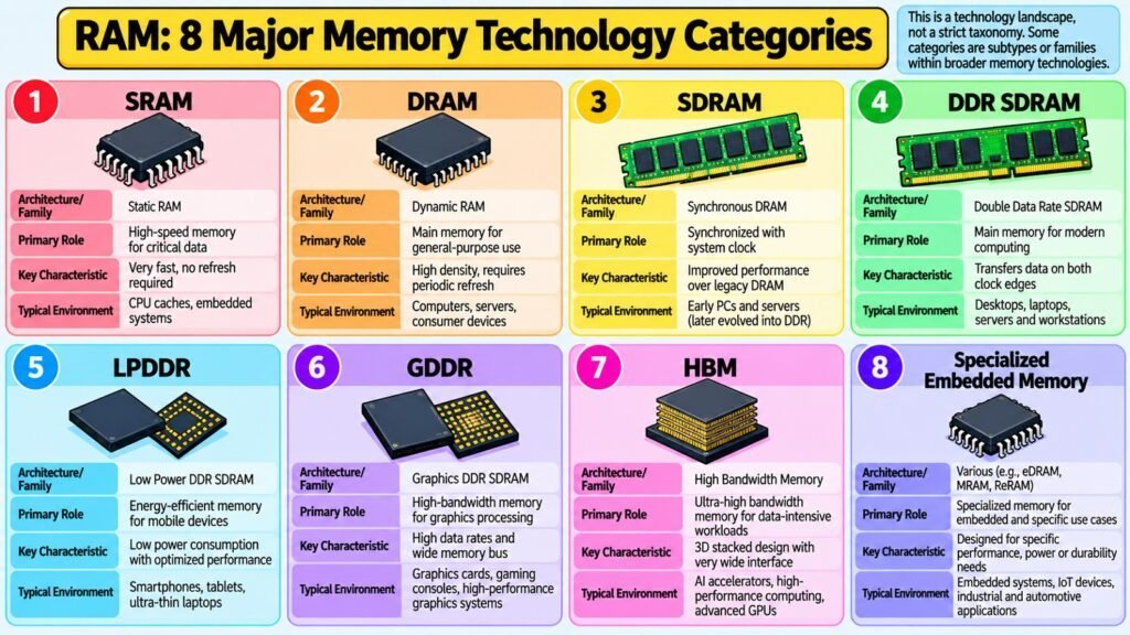 RAM -- 8 Major Memory Technology Categories