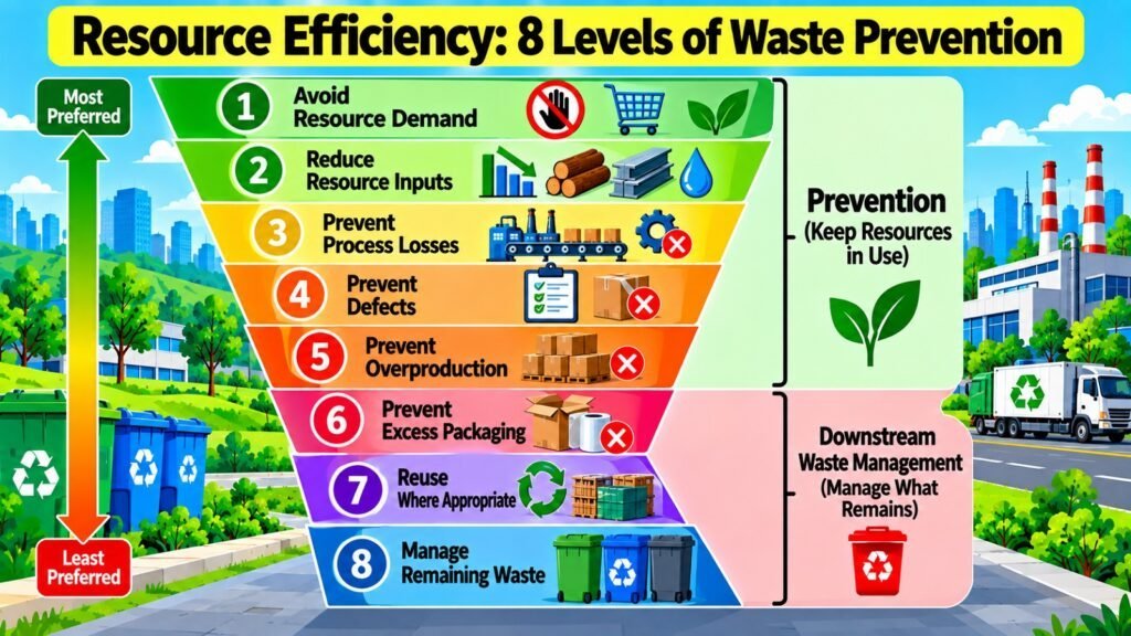 Resource Efficiency -- 8 Levels of Waste Prevention