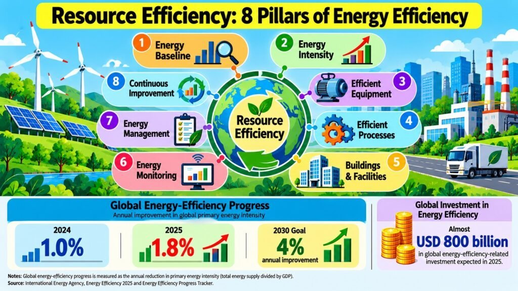 Resource Efficiency -- 8 Pillars of Energy Efficiency