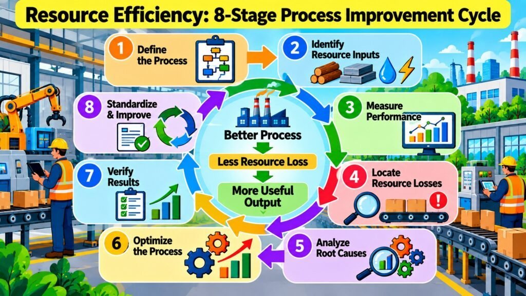 Resource Efficiency -- 8-Stage Process Improvement Cycle