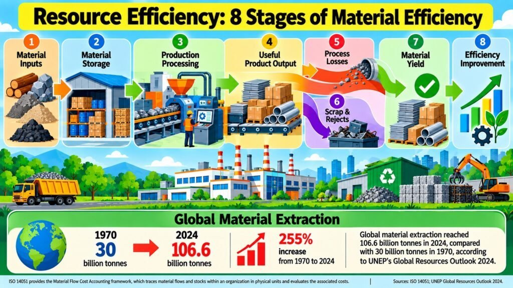 Resource Efficiency -- 8 Stages of Material Efficiency