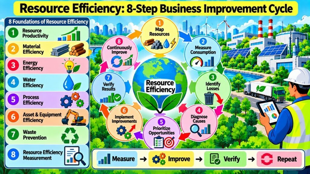 Resource Efficiency -- 8-Step Business Improvement Cycle