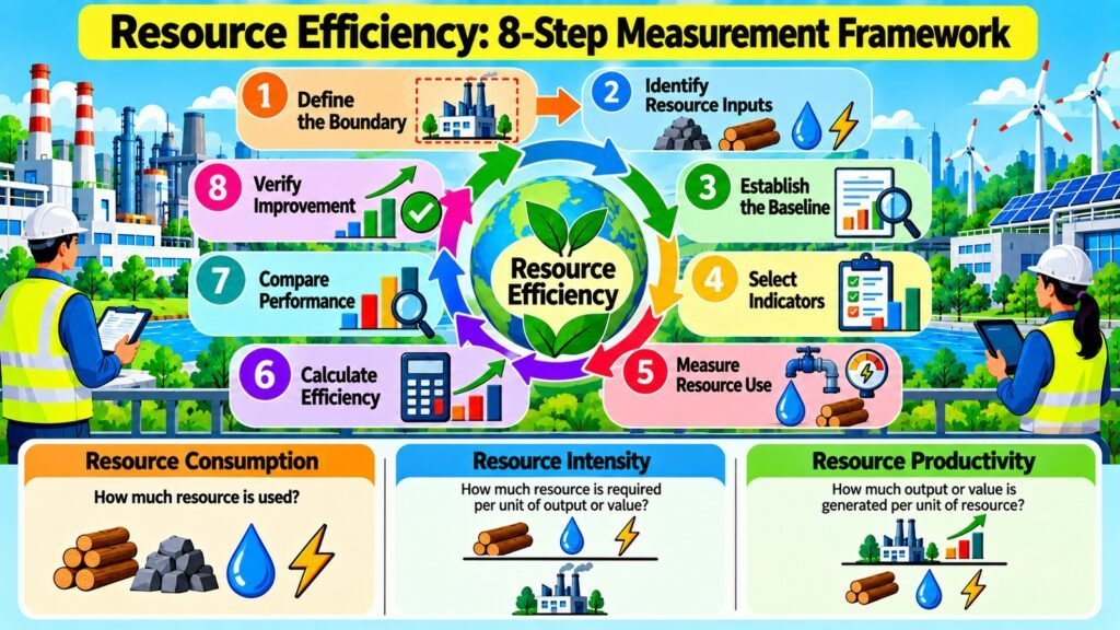 Resource Efficiency -- 8-Step Measurement Framework