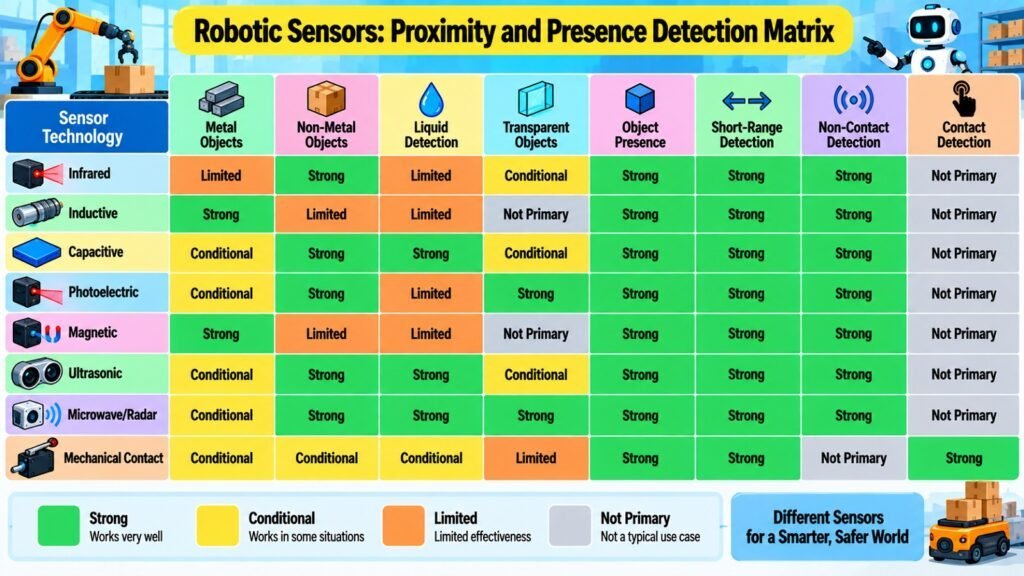Robotic Sensors -- Proximity and Presence Detection Matrix