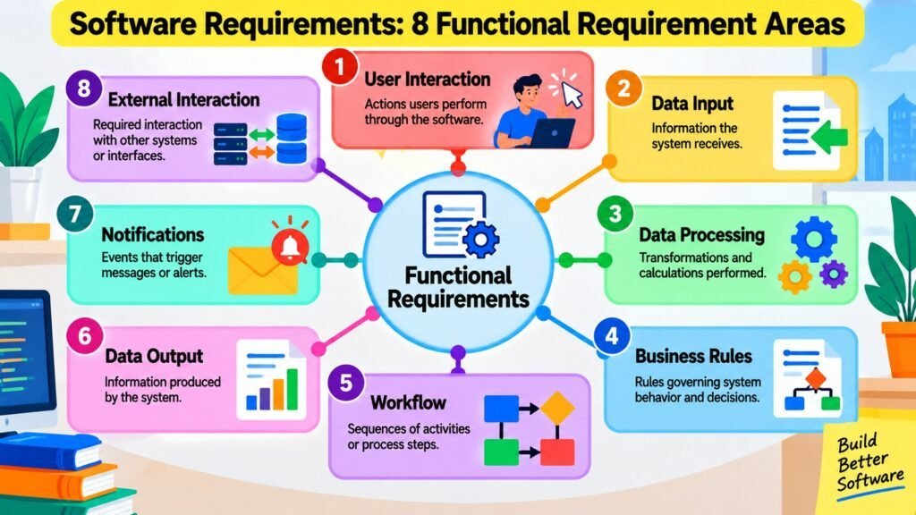 Software Requirements -- 8 Functional Requirement Areas