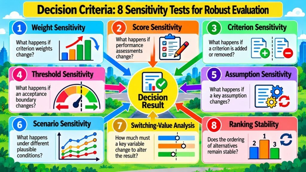 Decision Criteria -- 8 Sensitivity Tests for Robust Evaluation