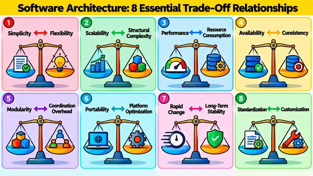Software Architecture -- 8 Essential Trade-Off Relationships